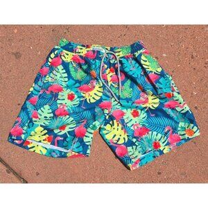 Maamgic Men's 7inch Swim Trunks With Mesh Lining Bright Palm Plant Print Size Md